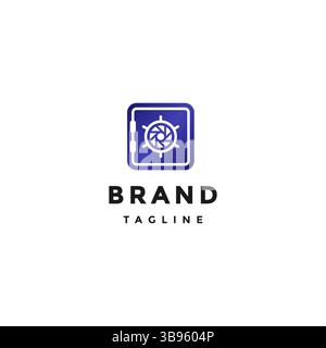 Conception de logo de protection de photo Vault simple. Icône de coffre-fort avec logo de poignée de porte de caméra d'obturateur. Illustration de Vecteur