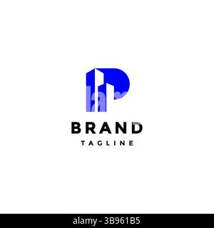 Emblématique lettre initiale P City logo Design. Icône de bâtiment simple sur la lettre P logo Design. Illustration de Vecteur