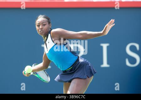 05 août 2023 : Montréal, Québec, Canada : ALYCIA PARKS of USA frappe un coup de pouce lors du match de qualification WTA National Bank Open au stade IGA. (Crédit image : © Daniel Lea/CSM via ZUMA Press Wire) Banque D'Images