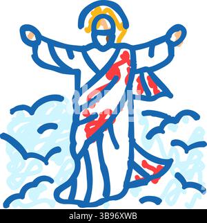 ascension de jésus fête catholique icône de vacances doodle illustration Illustration de Vecteur