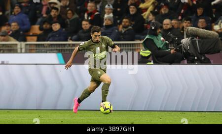 7 avril 2023, Milan, Lombardie, Italie : BRAHIM DIAZ #10 de l'AC Milan lors du match de Serie A de la saison 2022/23 entre l'AC Milan et Empoli au Stadio Giuseppe Meazza le 7 avril 2023 à Milan, Italie (crédit image : © Mickael Chavet/ZUMA Press Wire) Banque D'Images