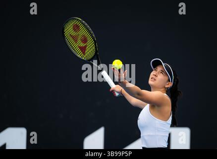 16 janvier 2023, MELBOURNE, AUSTRALIE : Eva Lys d'Allemagne en action lors de la première manche du tournoi de tennis Open d'Australie 2023 contre Cristina Bucsa d'Espagne (crédit image : © Rob Prange/AFP7 via ZUMA Press Wire) Banque D'Images