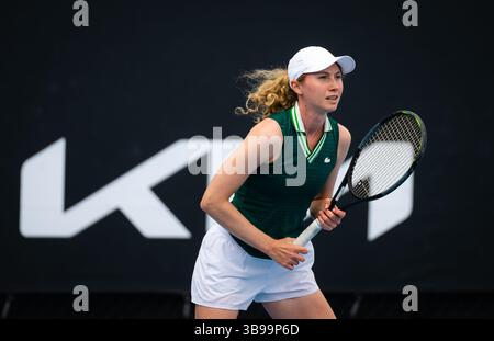 16 janvier 2023, MELBOURNE, AUSTRALIE : Cristina Bucsa d'Espagne en action lors de la première manche du tournoi de tennis Open d'Australie du Grand Chelem 2023 contre Eva Lys d'Allemagne (crédit image : © Rob Prange/AFP7 via ZUMA Press Wire) Banque D'Images