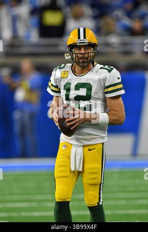 DETROIT, mi - 06 NOVEMBRE : Green Bay Packers QB Aaron Rodgers (12) avant le match entre Green Bay Packers et Detroit Lions le 6 novembre 2022 à Detroit, mi (photo par Allan Dranberg/CSM) (image crédit : © Allan Dranberg/CSM/CSM via ZUMA Press Wire) Banque D'Images