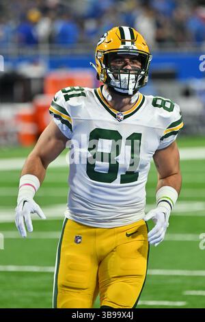 DETROIT, mi - 06 NOVEMBRE : Green Bay Packers TE Josiah Deguara (81) avant le match entre Green Bay Packers et Detroit Lions le 6 novembre 2022 à Detroit, mi (photo par Allan Dranberg/CSM) (image crédit : © Allan Dranberg/CSM/CSM via ZUMA Press Wire) Banque D'Images
