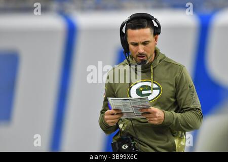 DETROIT, mi - 6 NOVEMBRE : Matt Lafleur, entraîneur-chef des Packers de Green Bay, pendant le match entre les Packers de Green Bay et les Lions de Détroit le 6 novembre 2022 à Detroit, mi (photo par Allan Dranberg/CSM) (image crédit : © Allan Dranberg/CSM/CSM via ZUMA Press Wire) Banque D'Images