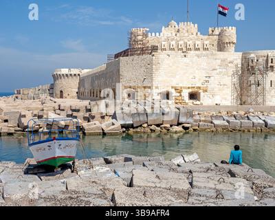 Citadelle de Qaitbay, Alexandrie Banque D'Images