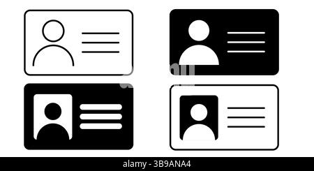 Collection d'icônes de ligne simple des cartes d'identité de permis de conduire et des documents d'identification dans le style monochrome pour une utilisation dans les sites Web d'applications modèles imprimables Illustration de Vecteur