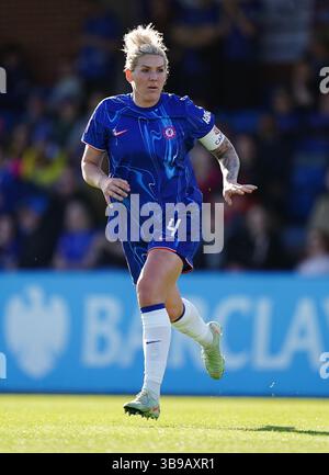 Photo du dossier datée du 30-03-2025 de Millie Bright de Chelsea. Bright a continué d'être une présence importante dans la défense de Chelsea lors de sa 11e saison dans l'ouest de Londres. Date d'émission : vendredi 9 mai 2025. Banque D'Images
