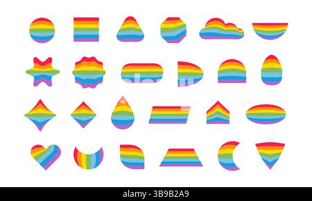 Ensemble d'éléments de conception arc-en-ciel Vector rétro des années 70 Illustration de Vecteur
