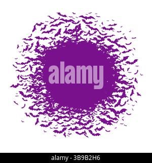 Cadre rond avec silhouettes de chauve-souris. Élément de design traditionnel d'Halloween. Illustration de Vecteur