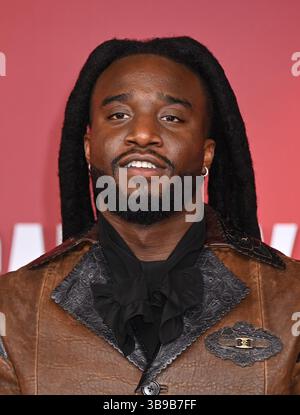 Friso, États-Unis. 08 mai 2025. Shaboozey arrive à la 60e cérémonie des Academy of Country Music Awards qui s'est tenue au Ford Center at the Star le 8 mai 2025 à Friso, TX © Tammie Arroyo/AFF-USA.com crédit : AFF/Alamy Live News Banque D'Images