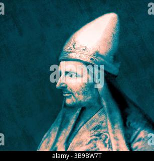 Le pape Alexandre IV ou Alessandro IV, né sous le nom de Rinaldo di Jenne, vers 1199 – 1261, souverain des États pontificaux du 12 décembre 1254 à sa mort, édité numériquement d'après une peinture de Cristofano dell'Altissimo Banque D'Images