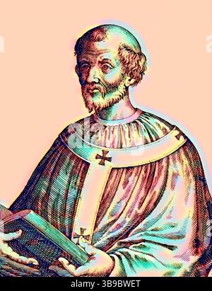 Le pape Alexandre IV ou Alessandro IV, né sous le nom de Rinaldo di Jenne, vers 1199 – 1261, souverain des États pontificaux du 12 décembre 1254 à sa mort, édité numériquement d'après une peinture de Cristofano dell'Altissimo Banque D'Images