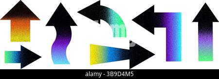Ensemble de flèches avec différentes formes et remplissages en dégradé Illustration de Vecteur