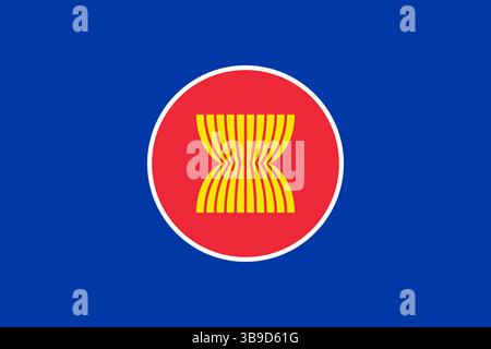 Drapeau de l'Association des Nations de l'Asie du Sud-est. Couleurs officielles du drapeau ASAN et illustration vectorielle numérique de proportion. Illustration de Vecteur