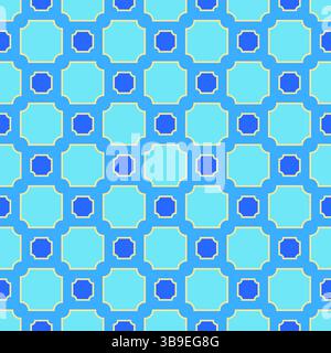 Design de style géométrique avec des carrés et des coins arrondis dans un motif de répétition sans couture - illustration Vector Illustration de Vecteur