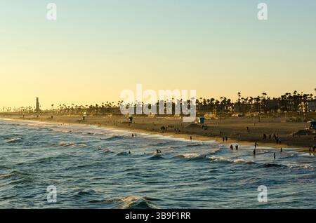 Soirée d'été à Huntington Beach Banque D'Images