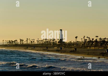 Ambiance nocturne à Huntington Beach Banque D'Images
