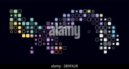 Panama, forme du pays construit de cellules colorées. Carte de style numérique du Panama sur un fond sombre. Blocs carrés arrondis de grande taille. Illustration de Vecteur
