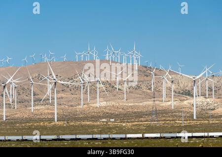 D'innombrables éoliennes dans le désert de Mojave Banque D'Images
