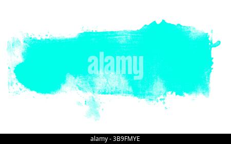 Fond de pinceau peint à l'aquarelle bleu turquoise Banque D'Images