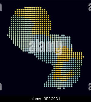 Carte en pointillés du Paraguay. Carte de style numérique du pays sur un fond sombre. Paraguay forme avec des points circulaires. Style de points colorés. Cercles de grande taille. Illustration de Vecteur