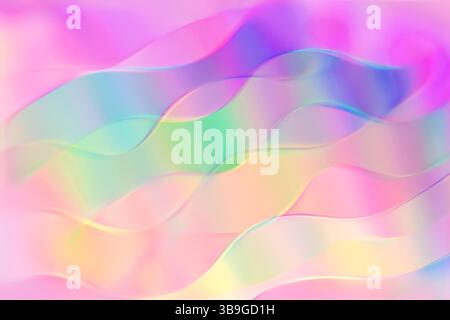 Un design abstrait éclatant avec un dégradé pastel doux et des formes fluides et fluides. Ce fond de rêve mélange des nuances de rose, violet, vert, A. Banque D'Images