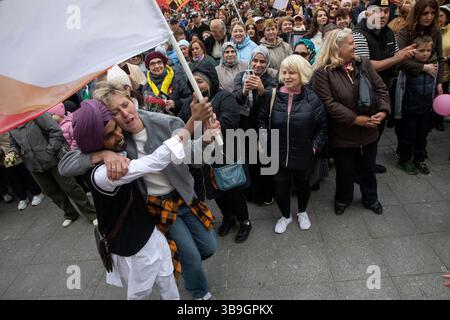 Moscou, Russie. 9 mai 2025. Les festivités ont lieu sur la place du Théâtre le jour de la victoire marquant les 80 ans de la victoire dans la seconde Guerre mondiale, à Moscou, en Russie. Crédit : Nikolay Vinokurov/Alamy Live News Banque D'Images