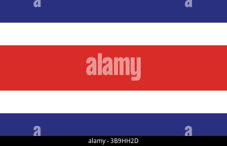 Drapeau du Costa Rica. Costa Rica drapeau des couleurs officielles et proportion illustration vectorielle numérique. Illustration de Vecteur