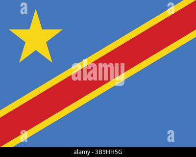 Drapeau du Congo démocratique. Couleurs officielles du drapeau démocratique du Congo et illustration vectorielle numérique de proportion. Illustration de Vecteur