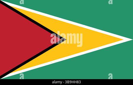Drapeau de Guyana. Guyana drapeau couleurs officielles et proportion illustration vectorielle numérique. Illustration de Vecteur