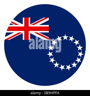Drapeau des Îles Cook. Cook Islands Circle flag logo icône d'illustration vectorielle d'ordinateur. Illustration de Vecteur