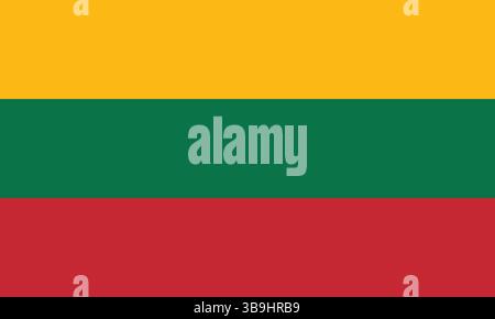 Drapeau de Lituanie. Lituanie drapeau des couleurs officielles et proportion illustration vectorielle numérique. Illustration de Vecteur