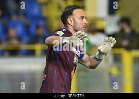 Castellamare di Stabia, Italie, 09 mai,2025 Bardi Francesco de A.C. Reggiana gestes pendant la Serie BKT entre S.S. Juvestabia vs A.C. Reggiana :Agostino Gemito/ Alamy Live News Banque D'Images