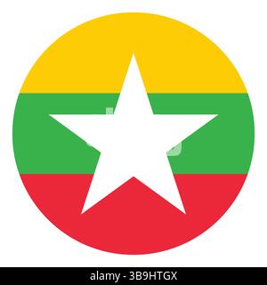 Drapeau du Myanmar. Icône de drapeau de cercle de Myanmar conception d'illustration vectorielle d'ordinateur. Illustration de Vecteur
