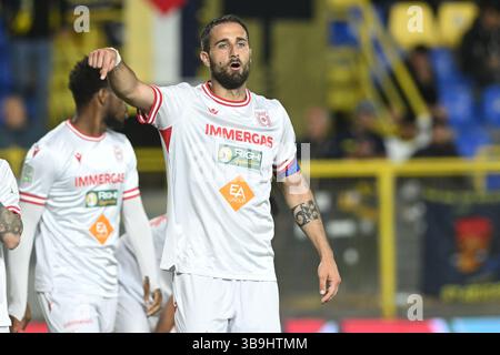 Castellamare di Stabia, Italie, 09 mai,2025 Rozzio Paolo de A.C. Reggiana gestes pendant la Serie BKT entre S.S. Juvestabia vs A.C. Reggiana :Agostino Gemito/ Alamy Live News Banque D'Images