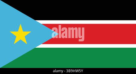 Drapeau du Soudan du Sud. Le Soudan du Sud drapeau les couleurs officielles et l'illustration vectorielle numérique de proportion. Illustration de Vecteur