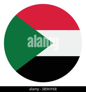 Drapeau du Soudan. Icône de logo de drapeau de cercle de Soudan conception d'illustration vectorielle d'ordinateur. Illustration de Vecteur