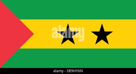 Drapeau de SAO Tomé-et-principe. SAO Tomé-et-principe drapeau des couleurs officielles et proportion illustration vectorielle numérique. Illustration de Vecteur