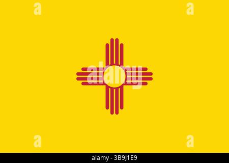 Drapeau du Nouveau-Mexique. New Mexico drapeau couleurs officielles et proportion illustration vectorielle numérique. Illustration de Vecteur