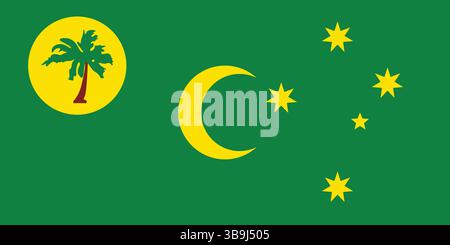 Drapeau des îles Cocos (Keeling). Les îles Cocos (Keeling) affichent les couleurs officielles et les proportions de l'illustration vectorielle numérique. Illustration de Vecteur