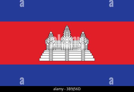 Drapeau du Cambodge. Cambodge drapeau couleurs officielles et proportion illustration vectorielle numérique. Illustration de Vecteur