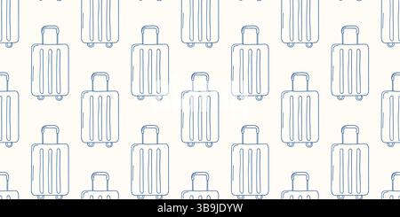 Motif répété de dessins de bagages esquissés sur un fond clair pour un décor sur le thème du voyage Illustration de Vecteur
