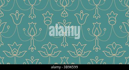 Fleurs de ligne abstraite, cloche, tulipes modèle sans couture. Design vectoriel de luxe linéaire en or. Illustration de Vecteur
