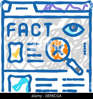 info vérifier l'icône des médias d'information doodle illustration Illustration de Vecteur