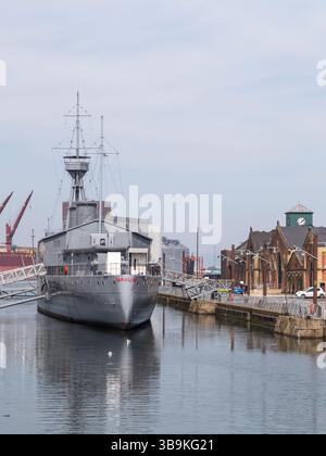HMS Caroline, Alexandra Dock, Queens Rd, Belfast BT3 9DT Banque D'Images