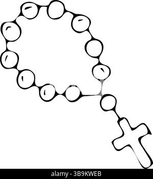 Icône Rosary nacklace Cross religion. Illustration isolée et plate. Vecteur Illustration de Vecteur