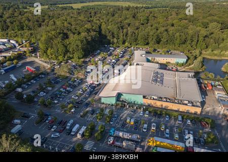 Vue aérienne de Beaconsfield services (M40 Junction 2), Beaconsfield, Angleterre. Banque D'Images