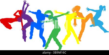 Danseurs Silhouette Street Dance pose silhouettes Illustration de Vecteur
